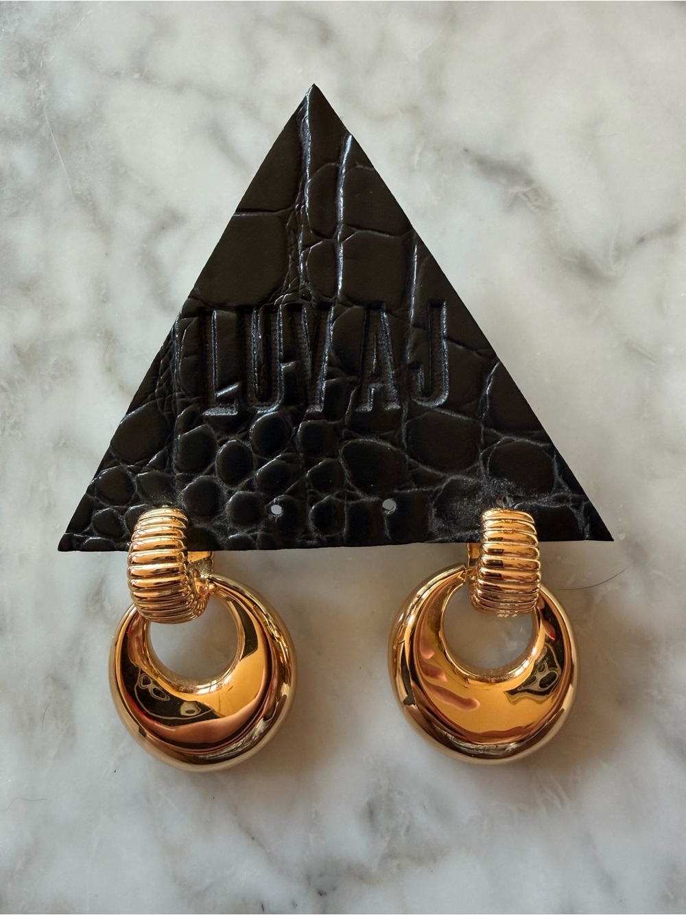 Luv Aj Shiny Gold Chunky Hoop Drop Earrings